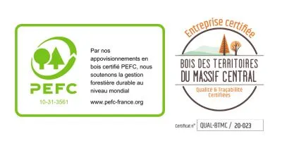Logo certifications PEFC et Bois des Territoires du Massif Central (BTMC)
